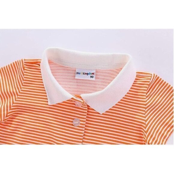 NWT Mud Kingdom Orange & White Stripe Polo Dress - Picture 8 of 12